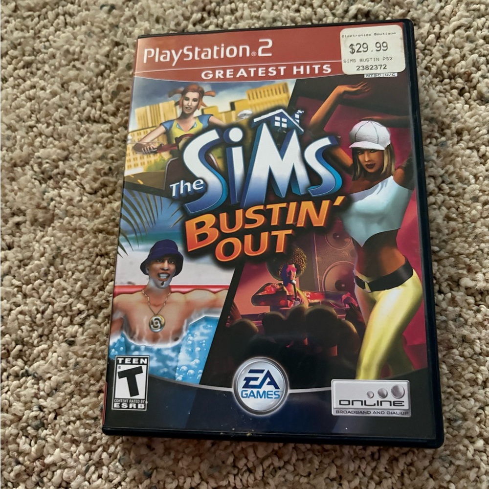 💥Buy 2 Get 1 Free💥 The Sims Bustin' Out for PlayStation 2 - Black Case